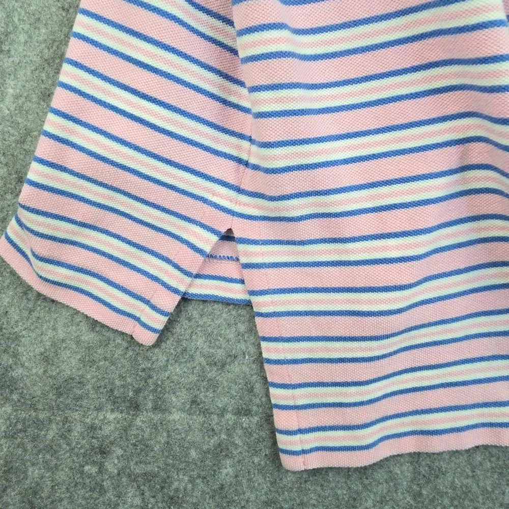 Polo Ralph Lauren Polo Mens L Pink Blue Striped Classic Fit Green Pony Logo
